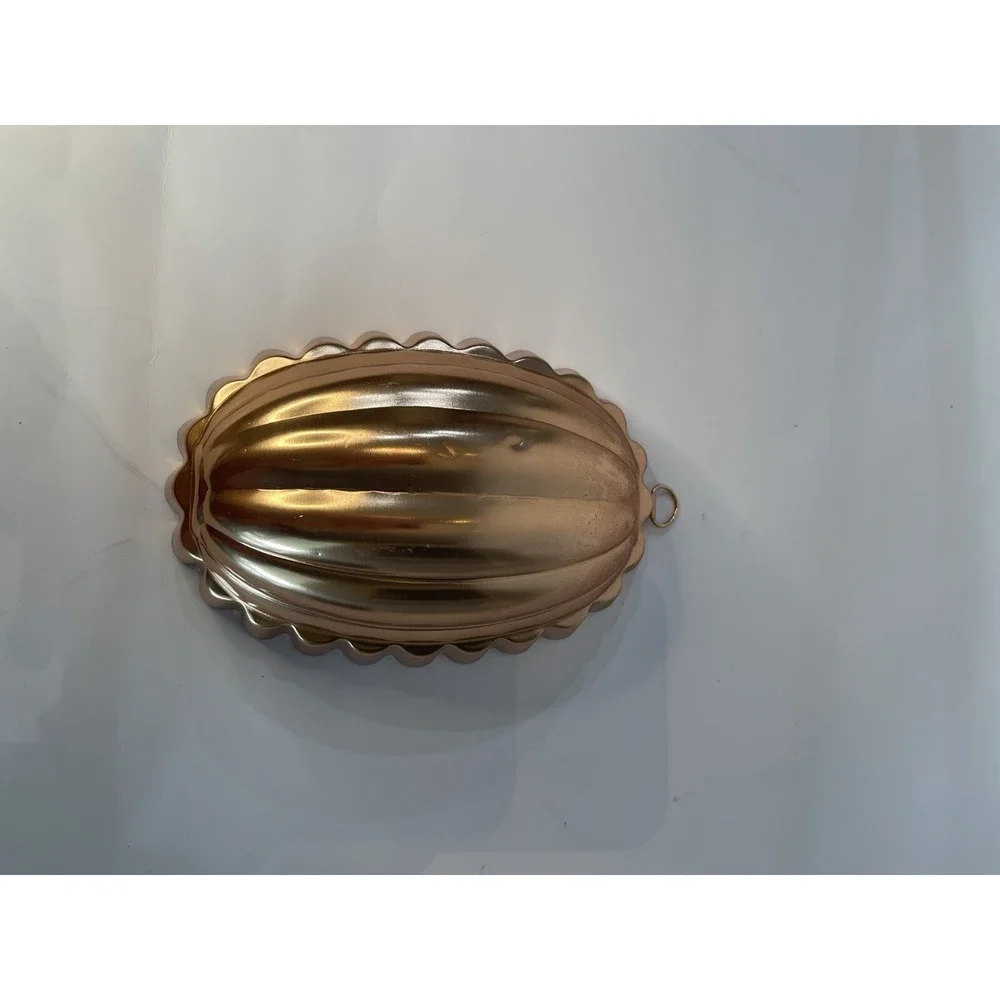 Vintage Copper  Plated Jello Mold 2 1/2 cups - Melon Shaped